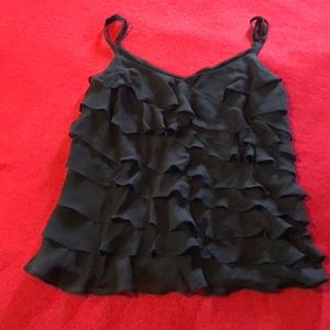 Ann Taylor spaghetti strap ruffle front blouse